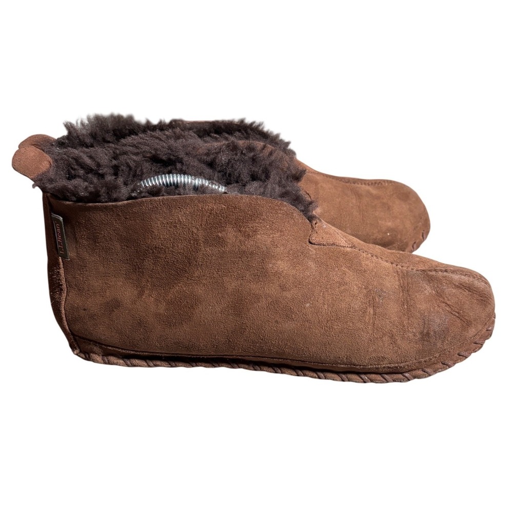 LL Bean Wicked Good Shearling Boot Slippers Mens 10 M Suede Moccasin Boots Cozy